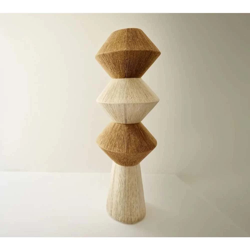 TBS Macrame Threads Boho Floor Lamp, 160 ×35 cm - Beige Off Withe