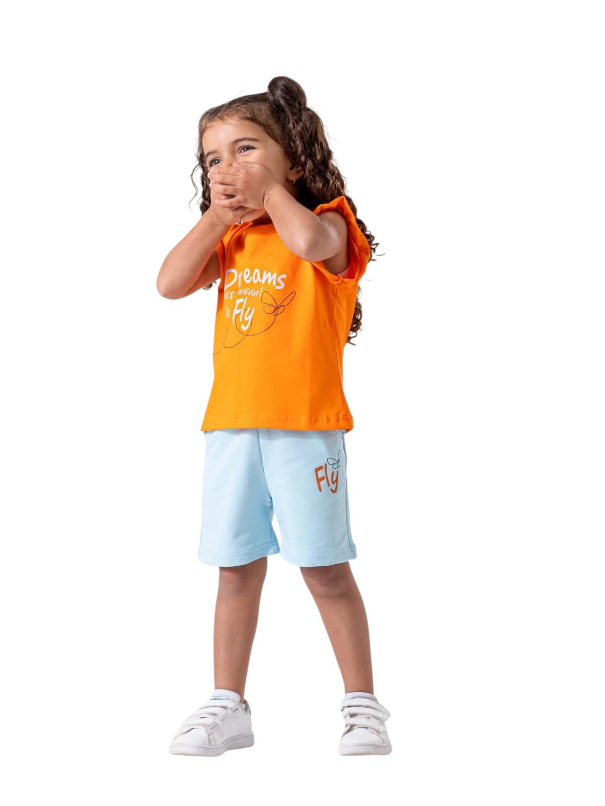 Girls' shorts and t-shirt set - sizes 2 to 5 years, multi-colored