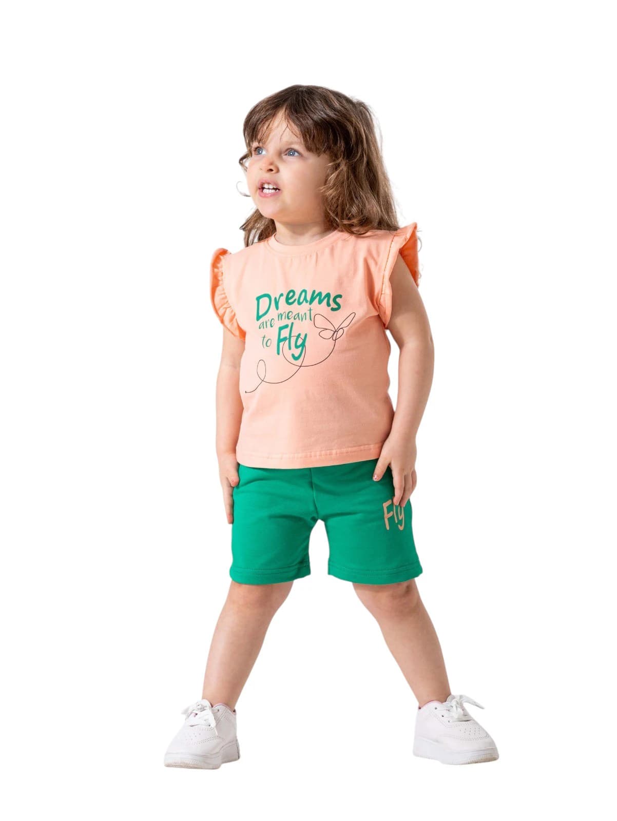 Girls' shorts and t-shirt set - sizes 2 to 5 years, multi-colored