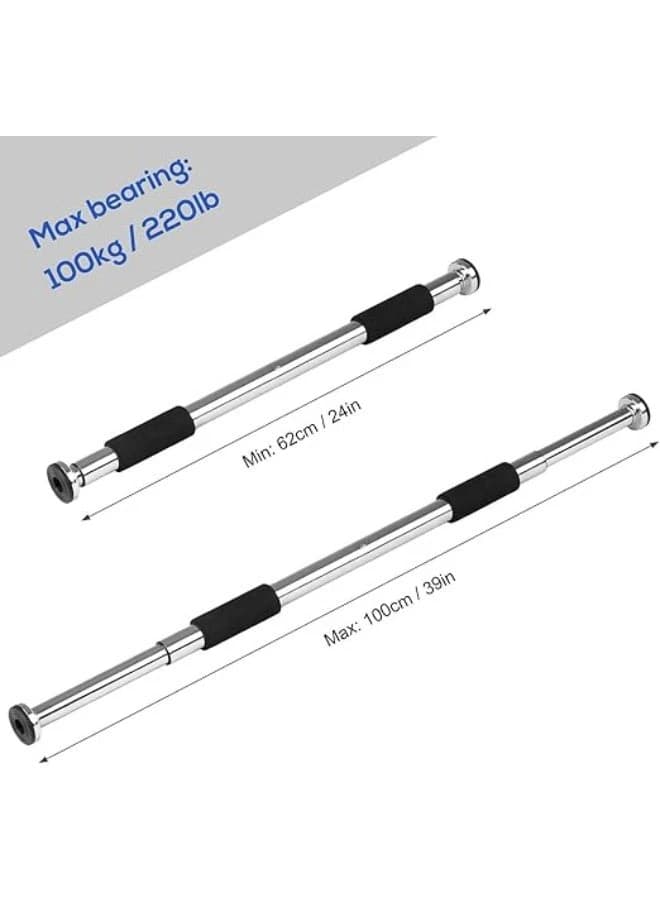 Adjustable exercise bar from 62 to 100 cm, suitable for home workouts, pull-ups