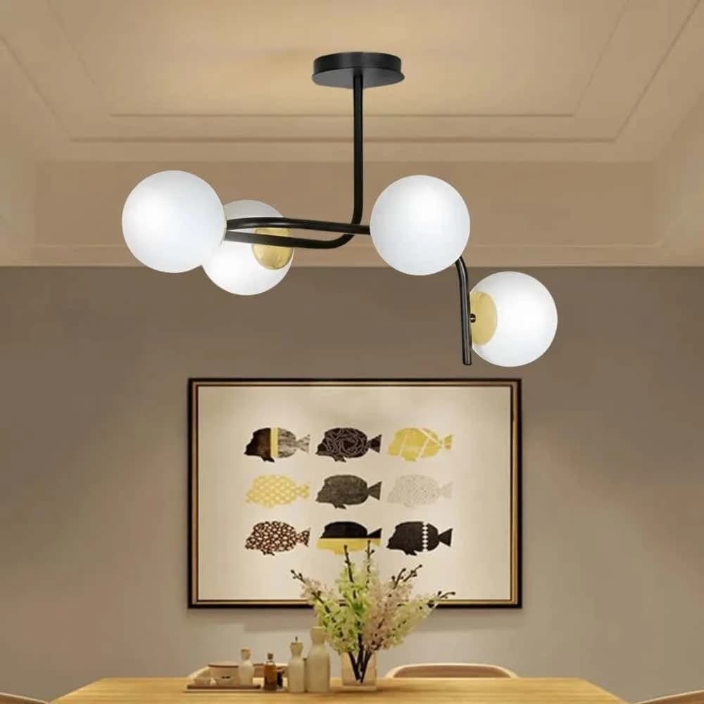 Globi ceiling chandelier, metal, 75x15 cm - black