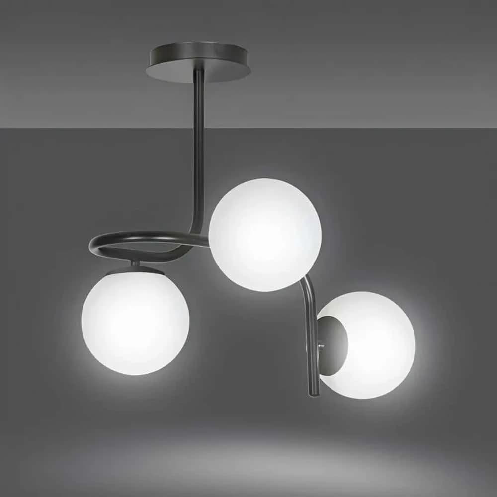 Globi ceiling chandelier, metal, 75x15 cm - black