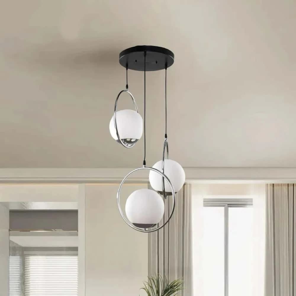 Globi ceiling chandelier, metal, 75x15 cm - silver