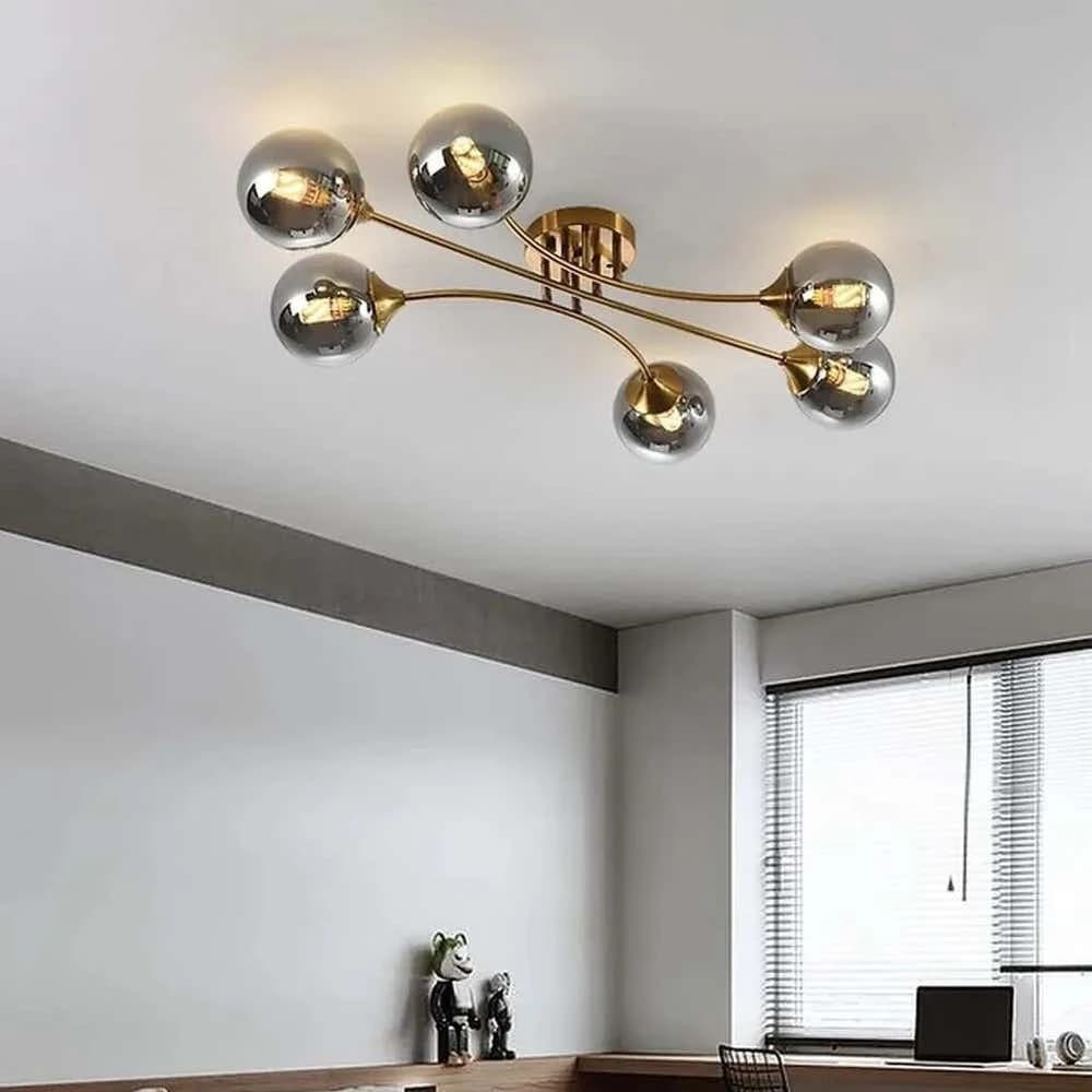 Globi ceiling chandelier, metal, 75x15 cm - gold