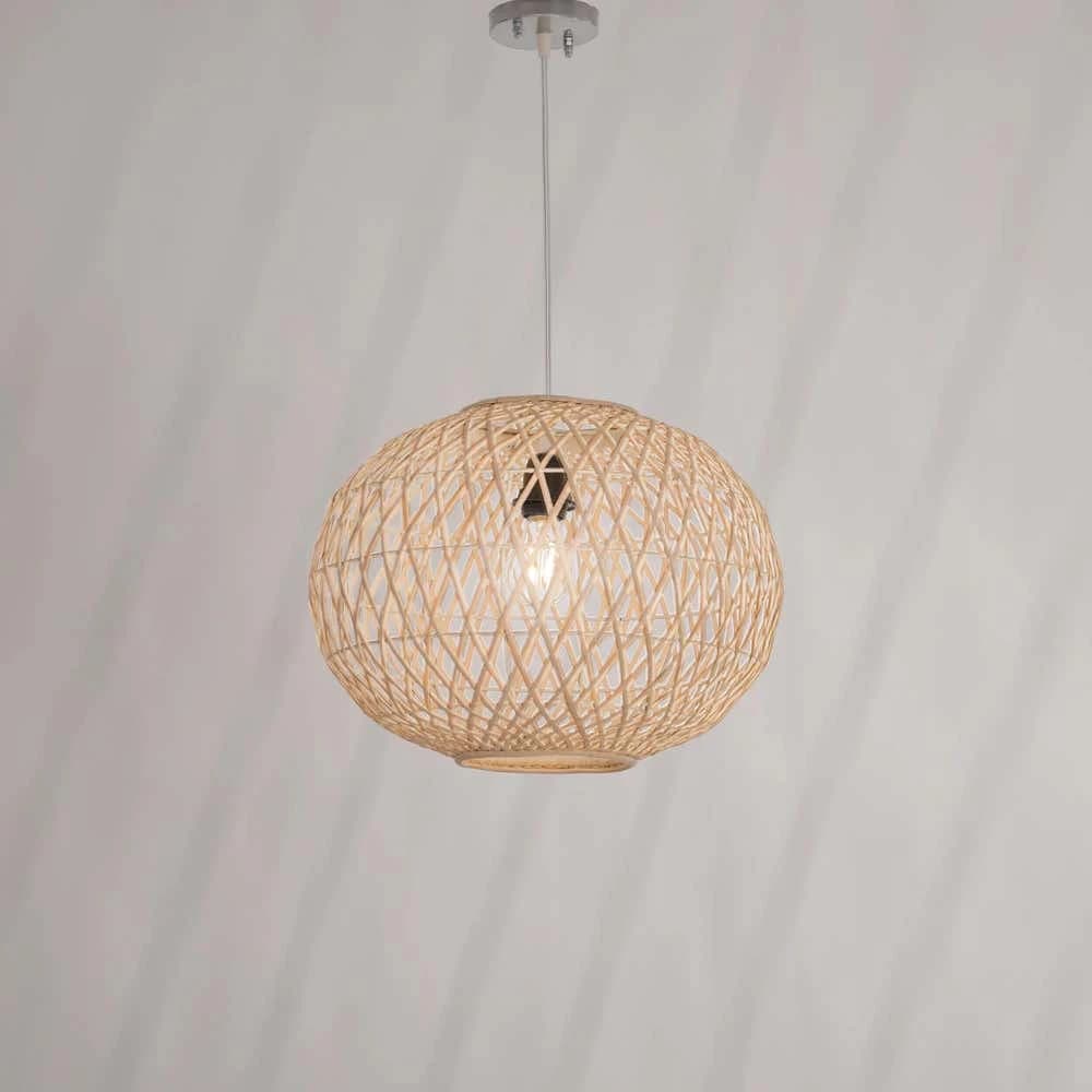 Boho ceiling chandelier, bamboo, 75x40 cm - beige