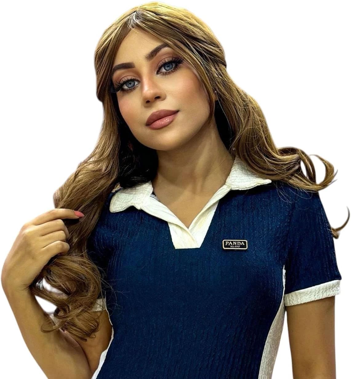 Brown Wig for Women with Blonde Highlights – Long wavy, natural looking.  