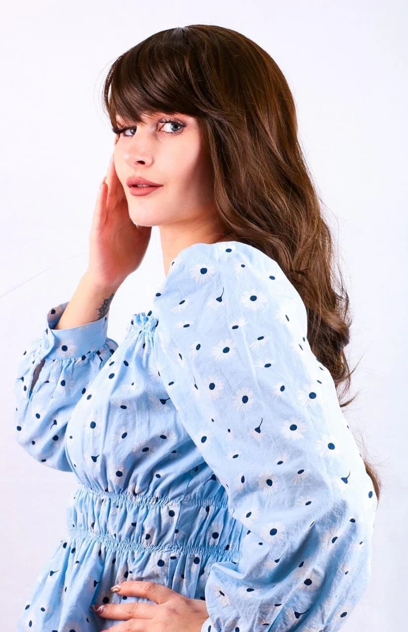 Long Wavy Brown Wig with Bangs – Natural looking synthetic wig for women.  