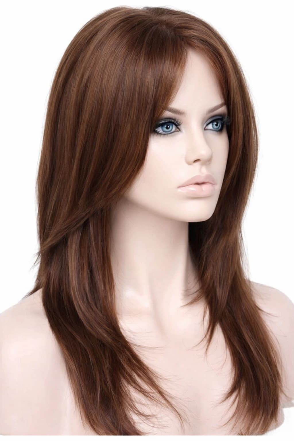 Long Brown Wig for Women – Synthetic, natural looking.  
