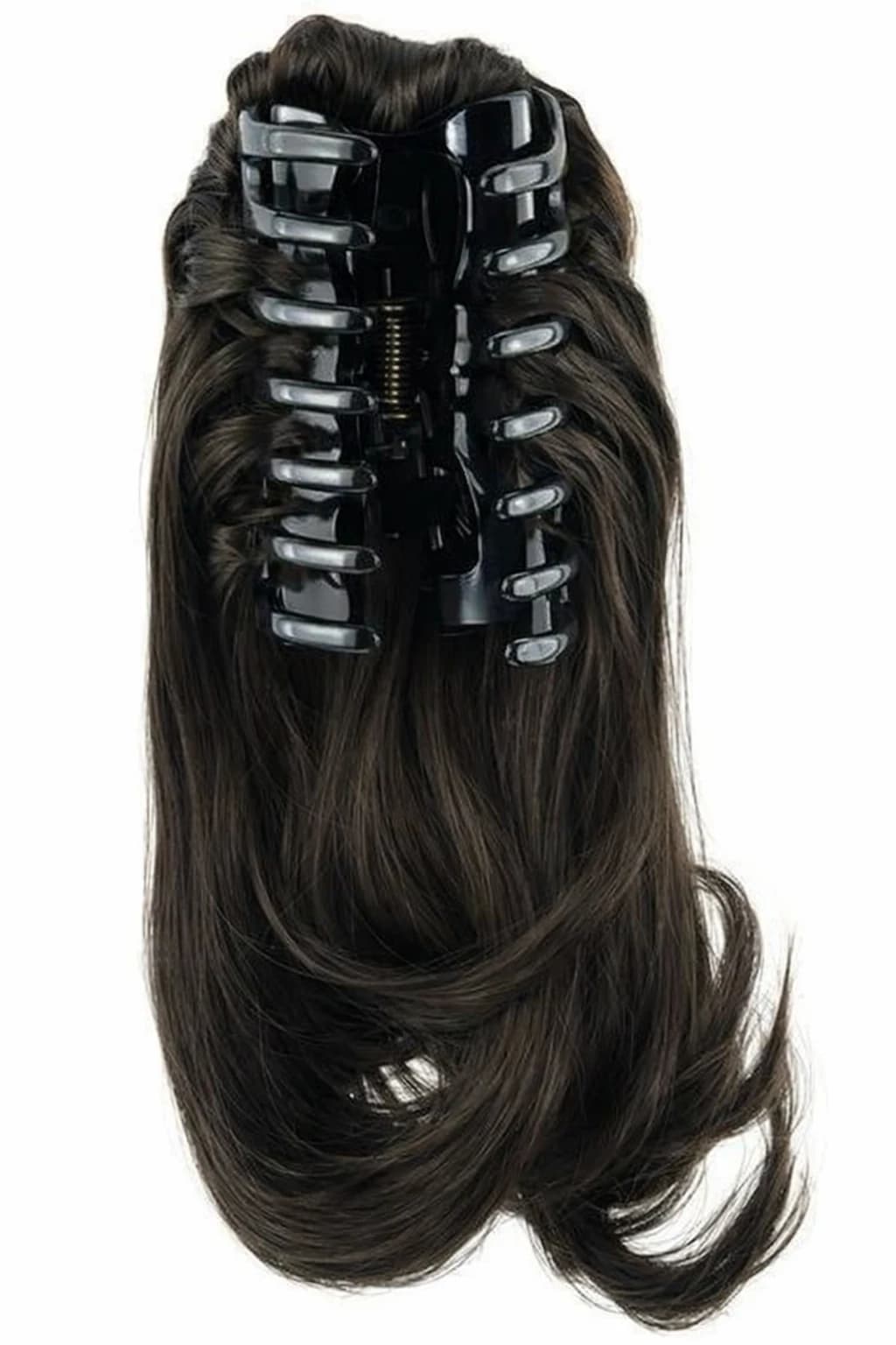 Clip-in Hair Extension – Wavy dark brown synthetic hair, for women.  