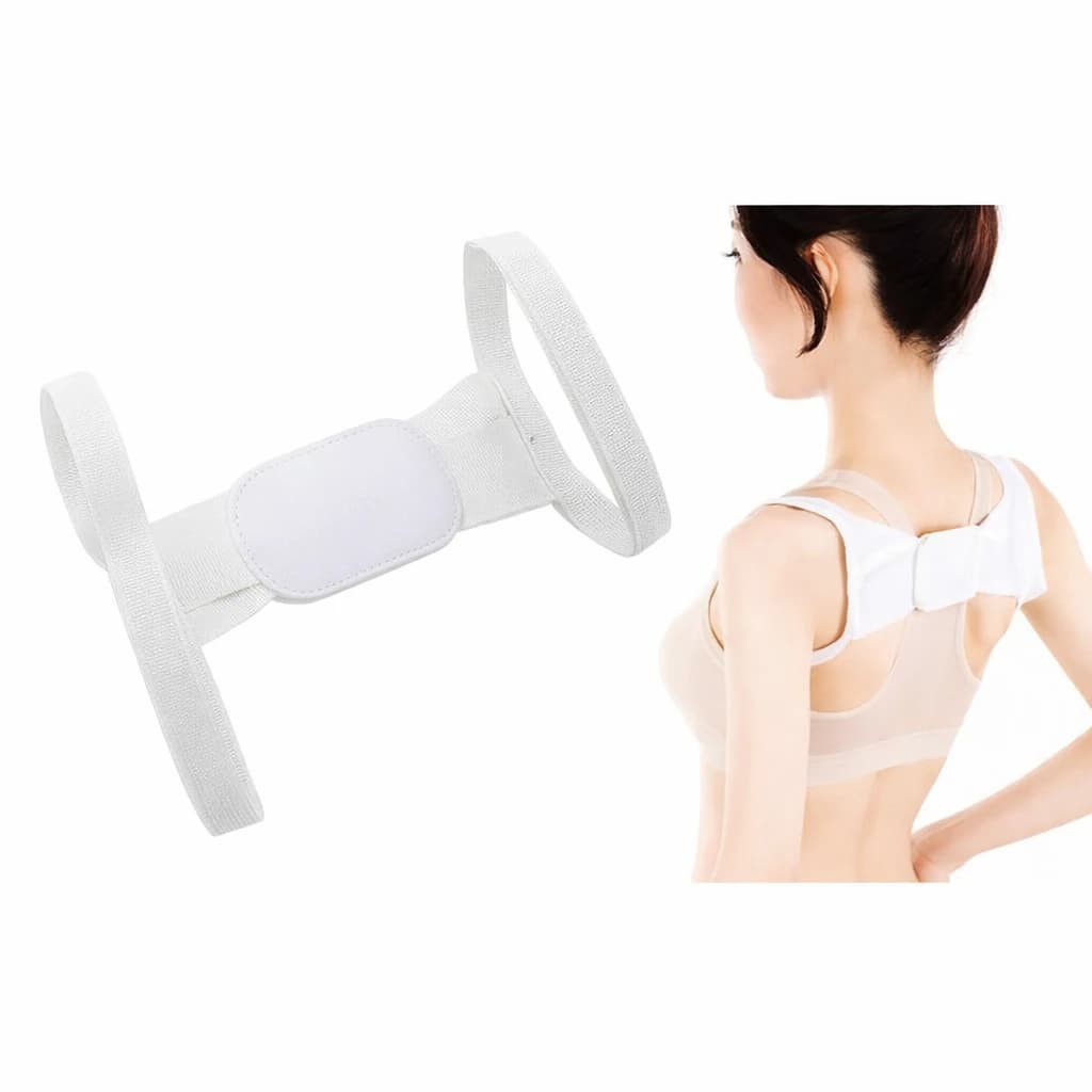 Posture Corrector for Back and Shoulders, Adjustable, White, Spine Support  