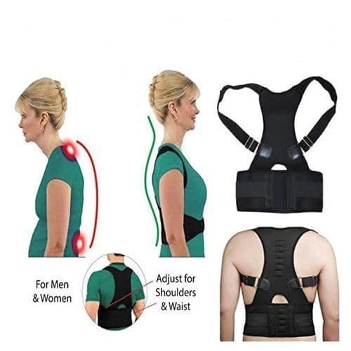 Back and Shoulder Corset, Black, Adjustable, Posture Support, Unisex  