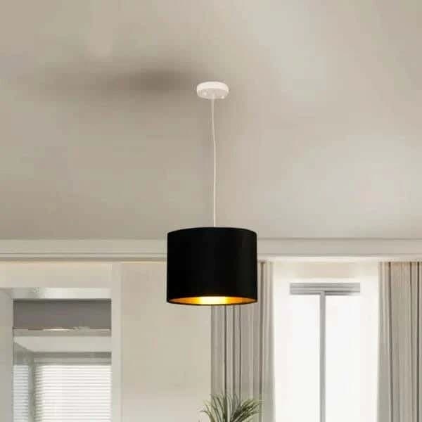 Ceiling chandelier, fabric, 40x75 cm - black