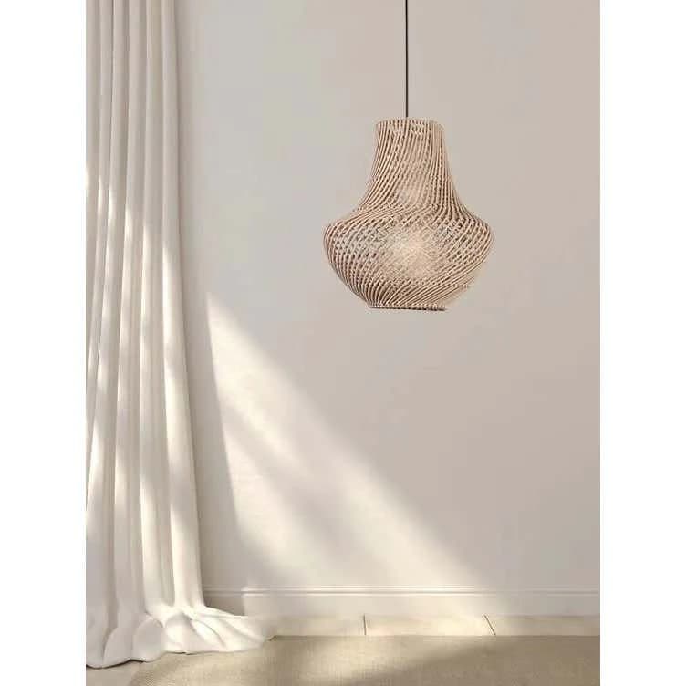 Boho ceiling chandelier, bamboo, 40x50 cm - beige