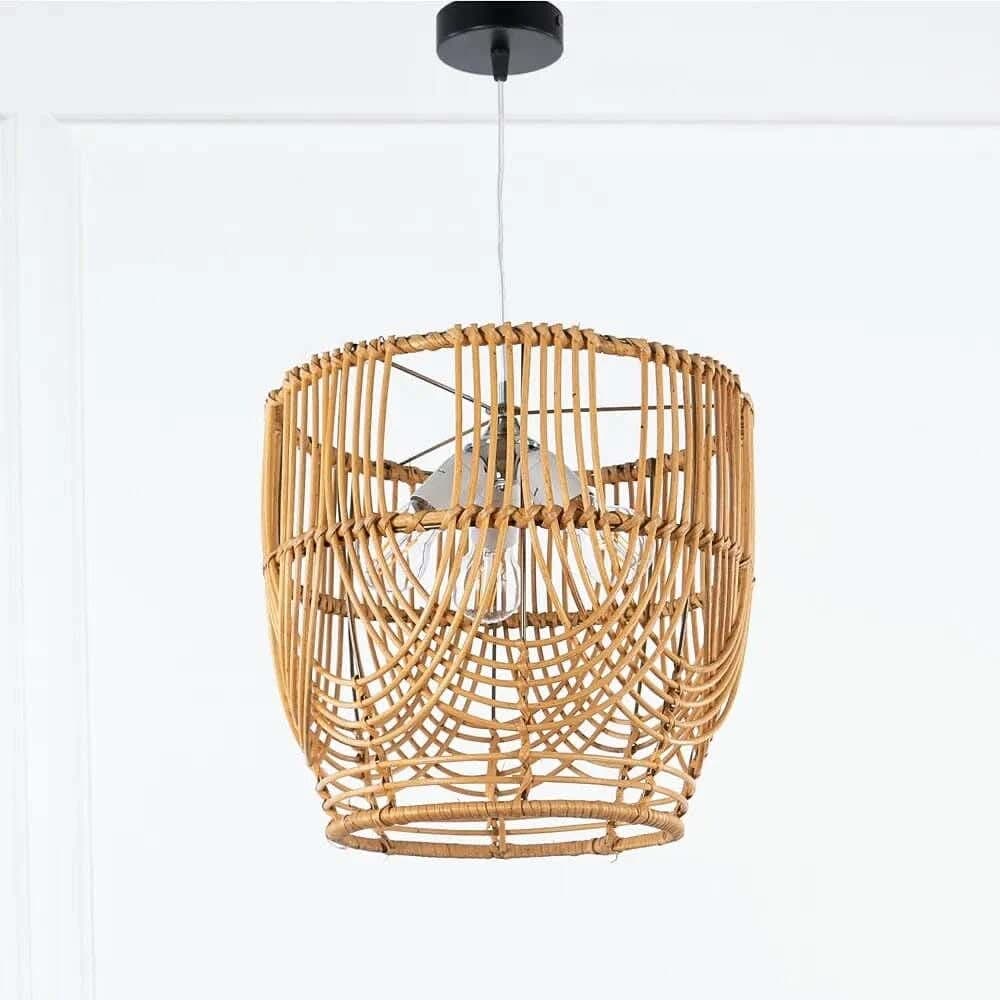 Boho Ceiling Chandelier, Bamboo, 40x45 cm - Beige