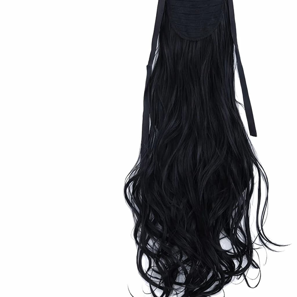 Black Wavy Synthetic Ponytail Long Curly Hair Piece