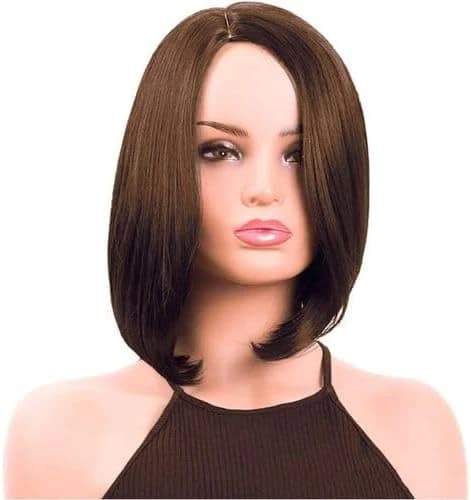 Short Bob Wig Brown Straight Hair Middle Part Wig