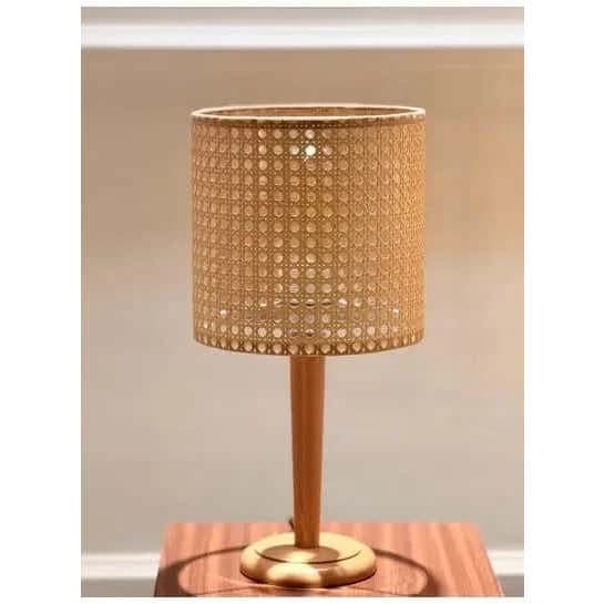 TBS Rattan Boho Table Lamp, 45 ×20 cm - Beige