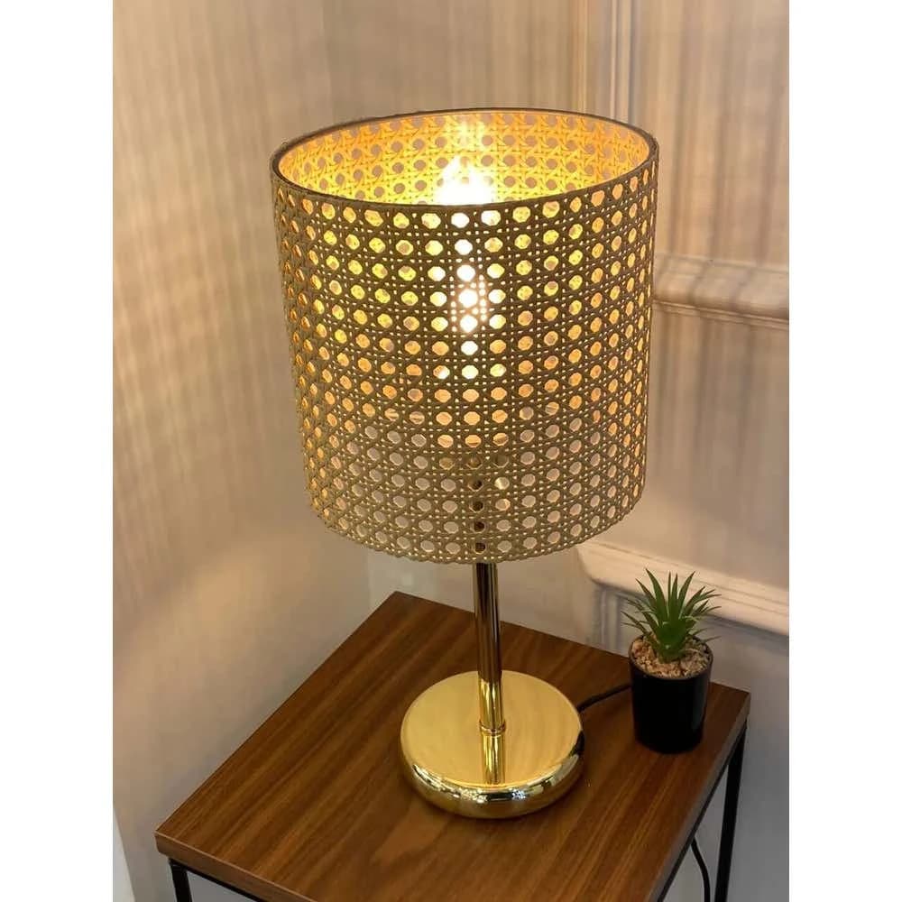 TBS Rattan Boho Table Lamp, 45 ×20 cm - Beige