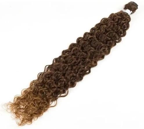 Curly Hair Extension Ombre Brown Wavy Synthetic Crochet Hair Weave