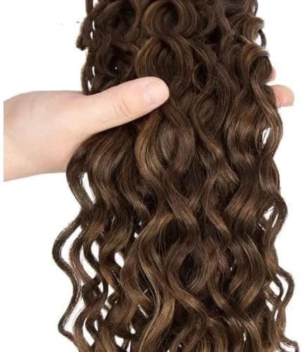 Curly Hair Extension Ombre Brown Wavy Synthetic Crochet Hair Weave