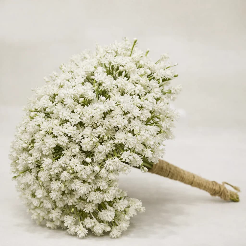 Artificial White Flowers Bouquet, Wedding Decor, with Burlap Wrapped Handle,
