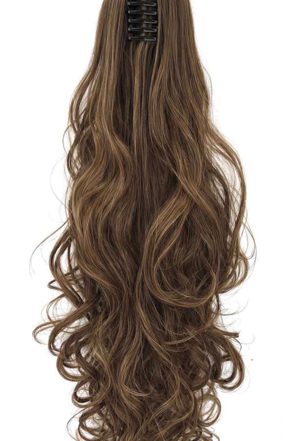 Clip in Ponytail Long Wavy Synthetic Hair Light Brown Wig Hairstyle