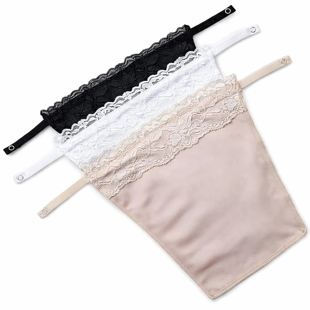 Lace Chest Strap, 3 Pieces, Black, White, Beige, Adjustable, Decorative Lace