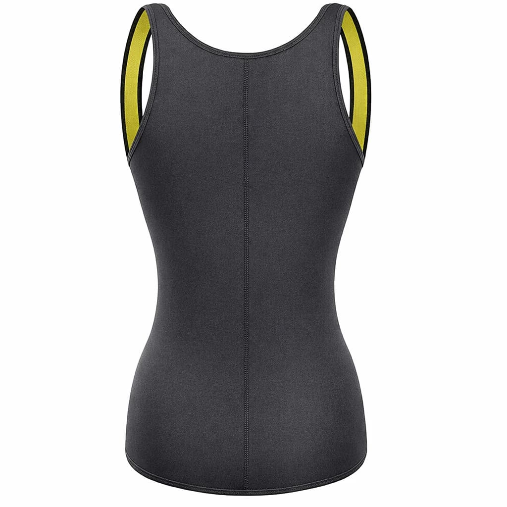Neoprene Slimming Vest for Women, Black with Yellow, Fat Burning Sweat Clothes, 