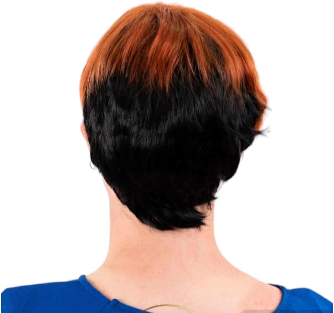 DILLARDS Short Pixie Cut Wig, Two-Tone Black and Copper Red, Synthetic Hair