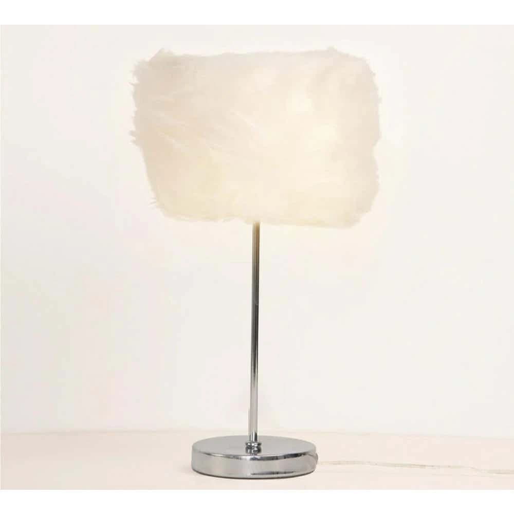TBS Fur Modern Table Lamp, 45 ×25 cm - White