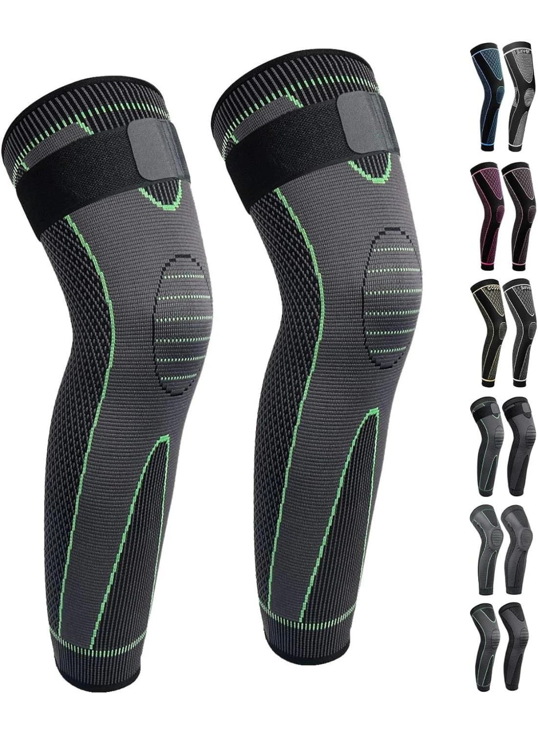 1 Pair Medical Long Compression Elastic Knee Brace Leg Sleeve with Upper 