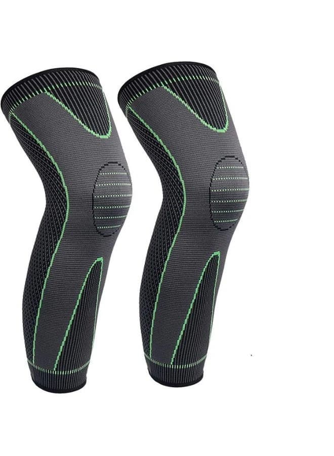 1 Pair Medical Long Compression Elastic Knee Brace Leg Sleeve with Upper 