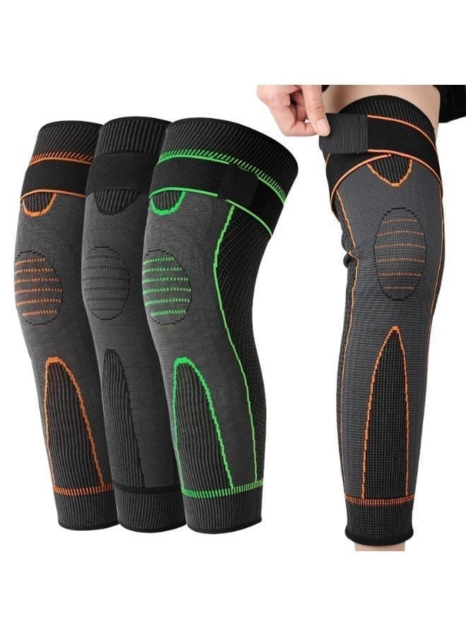 1 Pair Medical Long Compression Elastic Knee Brace Leg Sleeve with Upper 