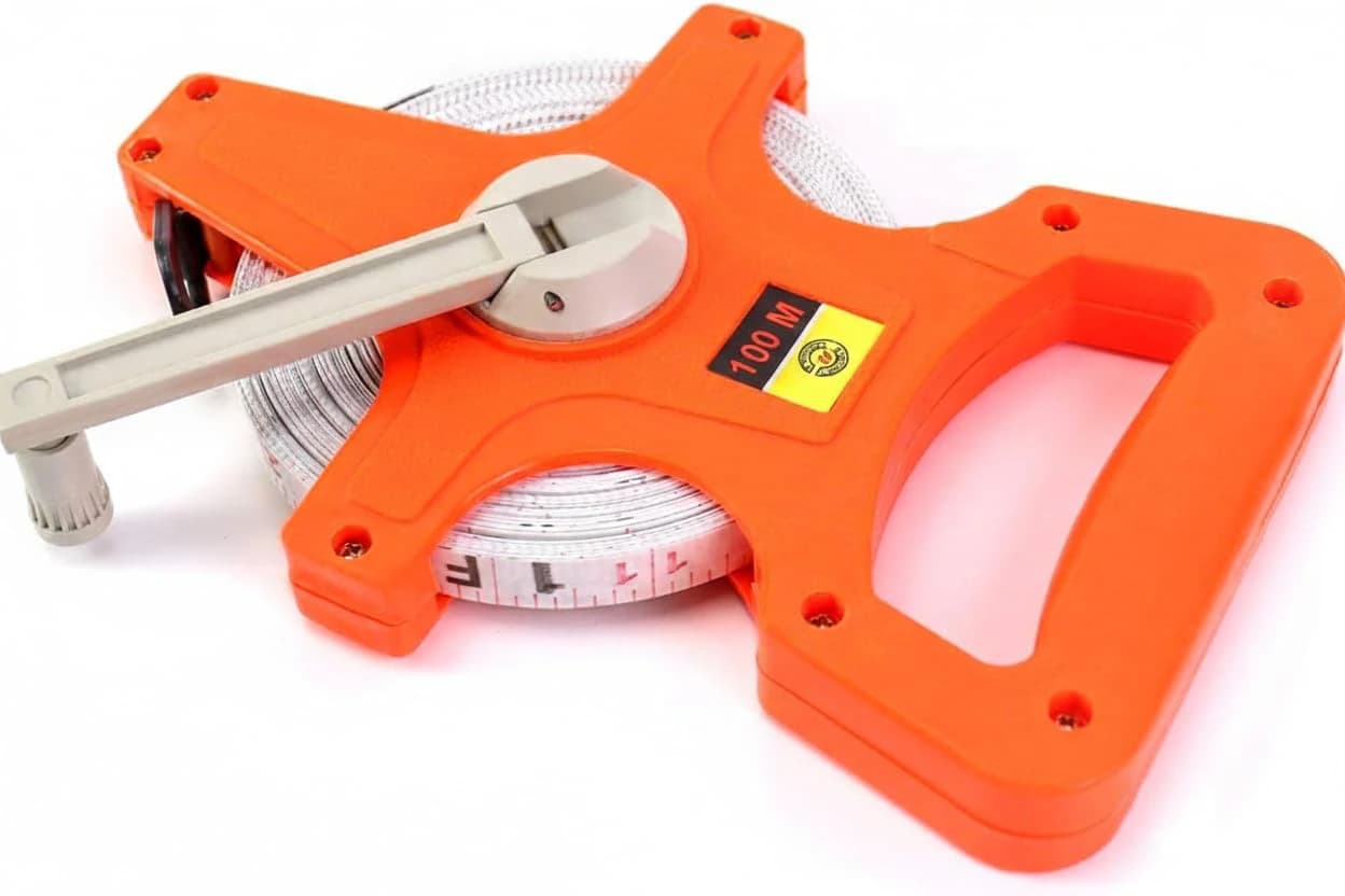 100m Long Metric Tape Measure - Durable Plastic Frame with Convenient Hand Grip 
