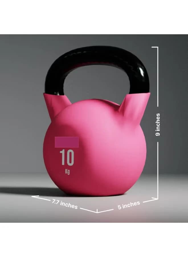 10kg Colorful Kettlebell with Neoprene Handle and Eraser for Home Workouts  Pink