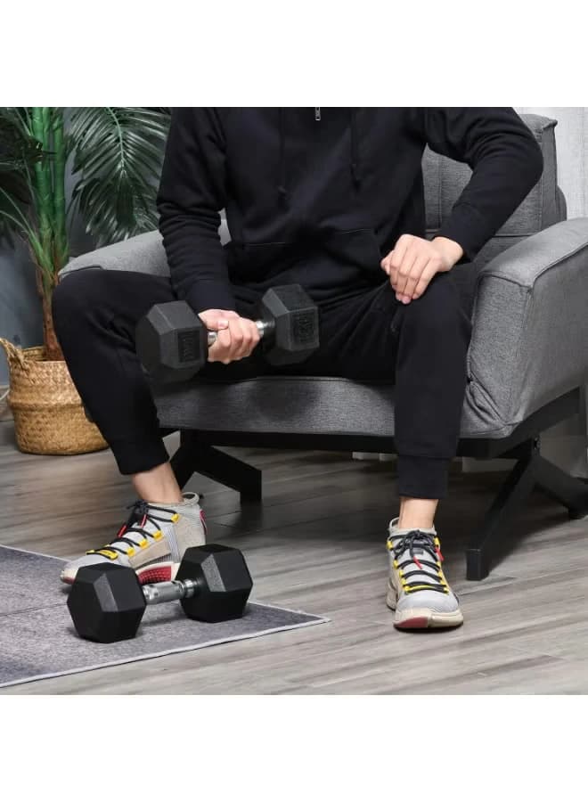10kg Hexagonal Dumbbell, 2-Piece Set - Durable cast iron and rubber dumbbells 