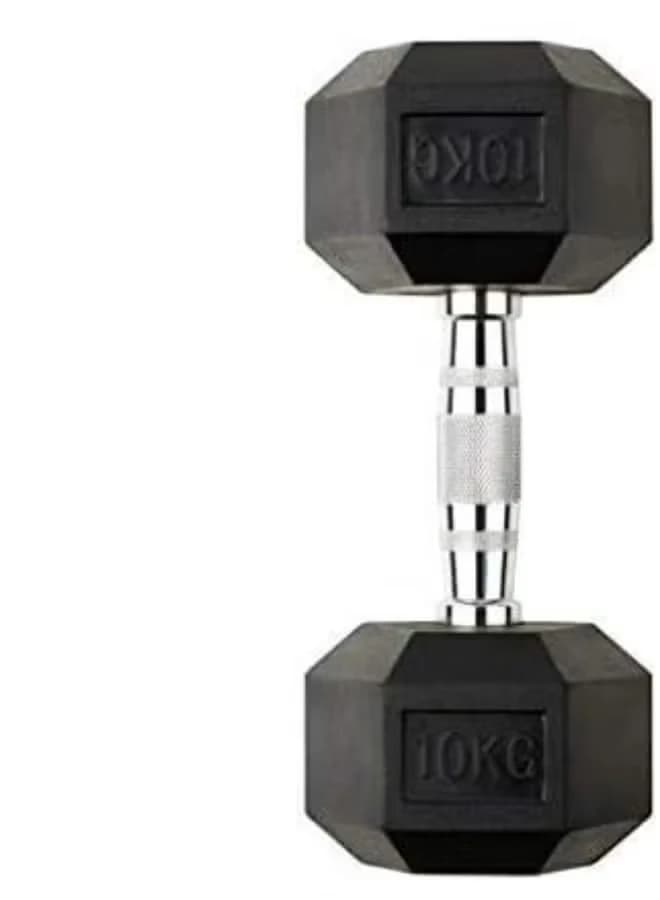 10kg Hexagonal Fixed Dumbbell, Rubberized, 2-Piece Set, for Home and Commercial 