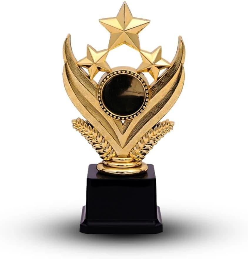 3 Star Premium Gold Honor Shield with Sturdy Base - Perfect for Sports Award