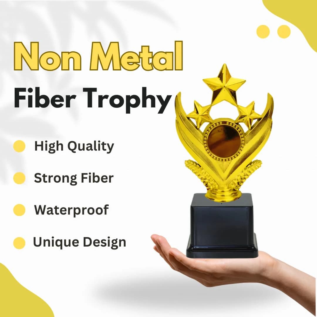 3 Star Premium Gold Honor Shield with Sturdy Base - Perfect for Sports Award