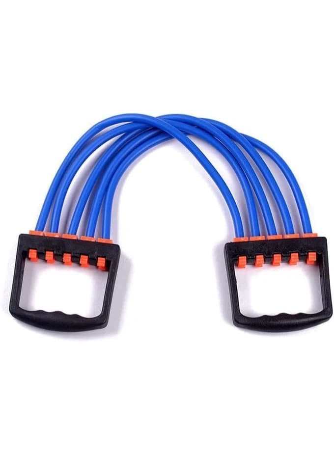 5 Elastic Bands for Exercise, Multi Color, with Plastic Handles