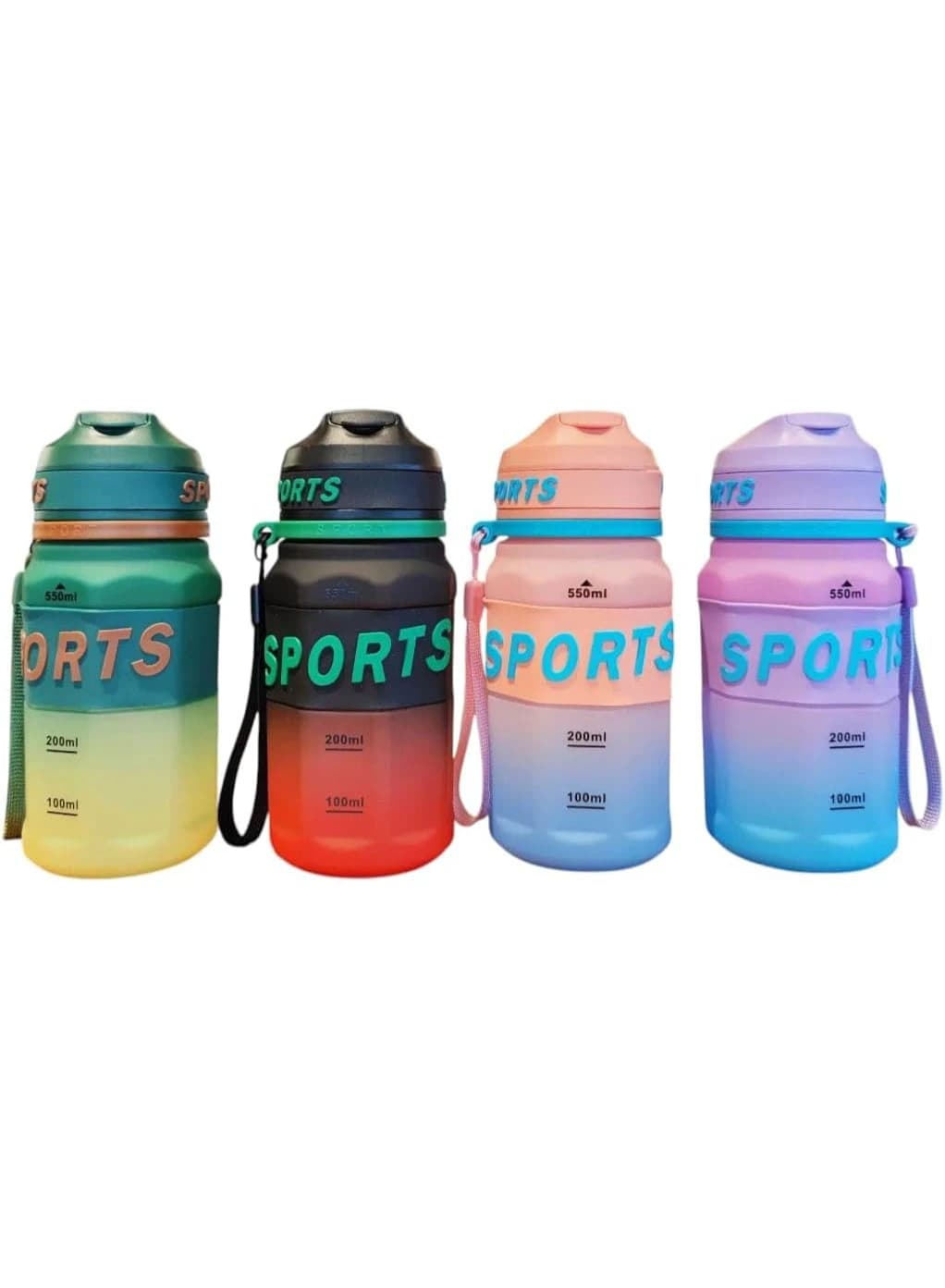 550ml Motivational Sports Water Bottle with Airtight Lid Leak Proof Portable 