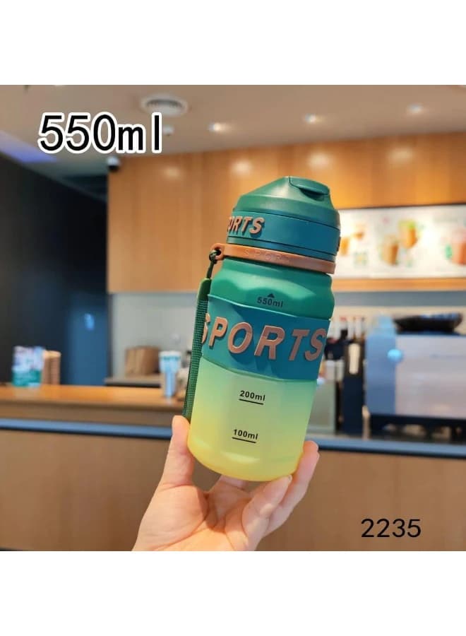 550ml Motivational Sports Water Bottle with Airtight Lid Leak Proof Portable 