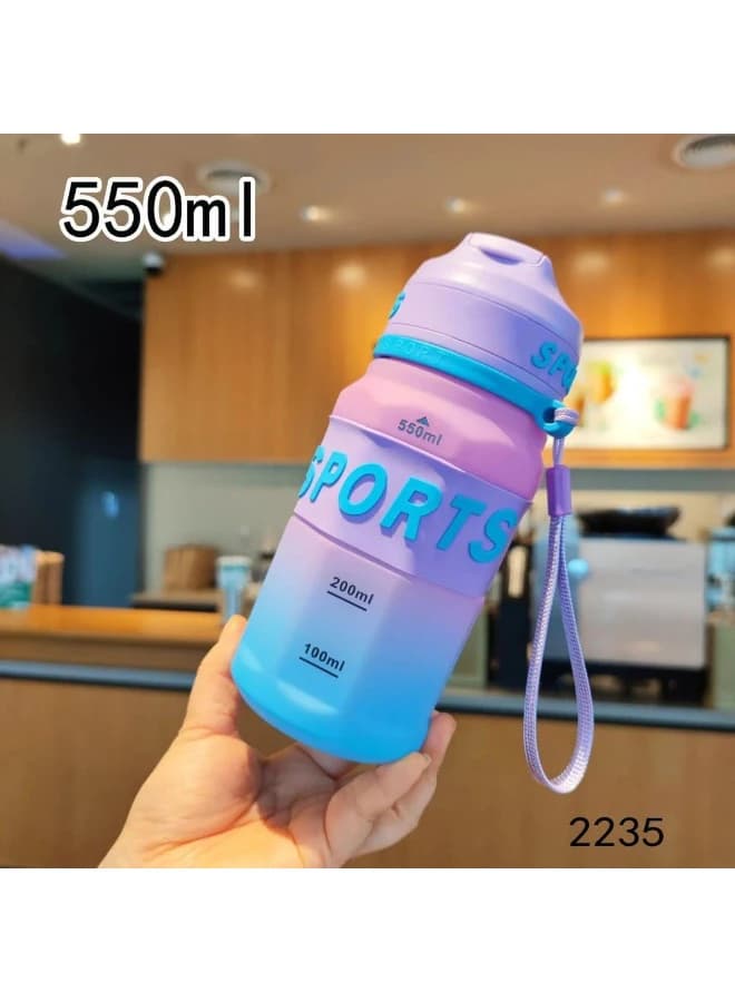 550ml Motivational Sports Water Bottle with Airtight Lid Leak Proof Portable 