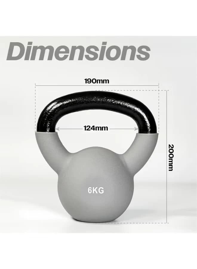 6 kg - Neoprene iron weight with comb, comfortable grip, flat base for strength 