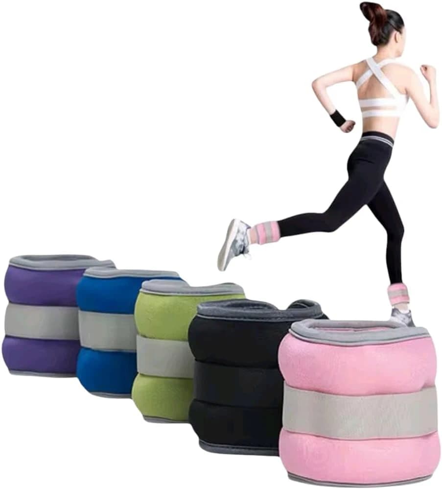 أوزان معصم قابلة للتعديل للتمارين الرياضية، أوزان رملية للقدمين واليدين طقم من 2