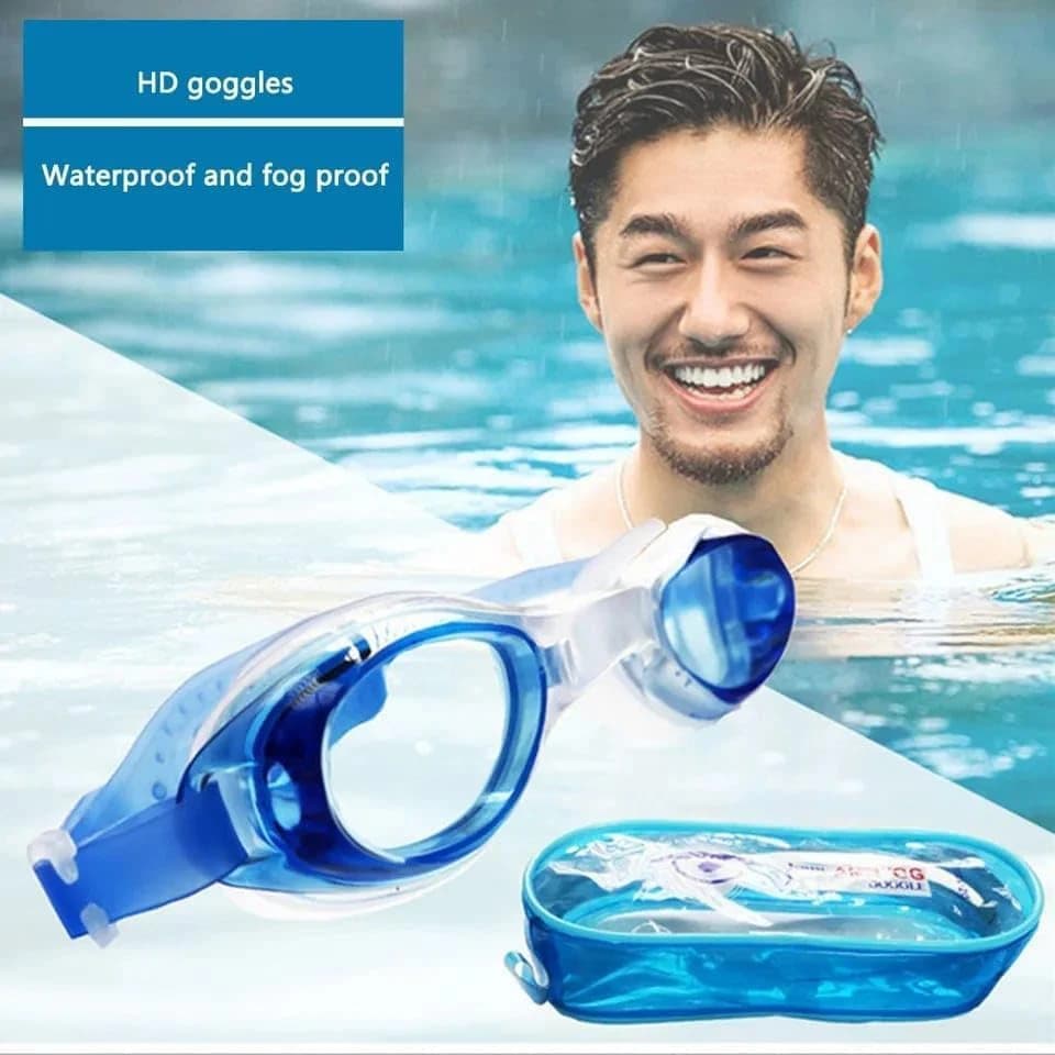 Anti-fog swimming goggles with earplugs