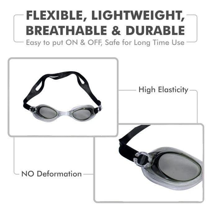 Anti-fog swimming goggles with earplugs, black ( Color may vary )