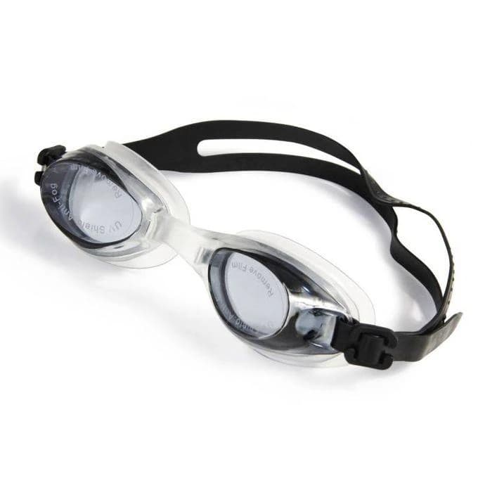 Anti-fog swimming goggles with earplugs, black ( Color may vary )