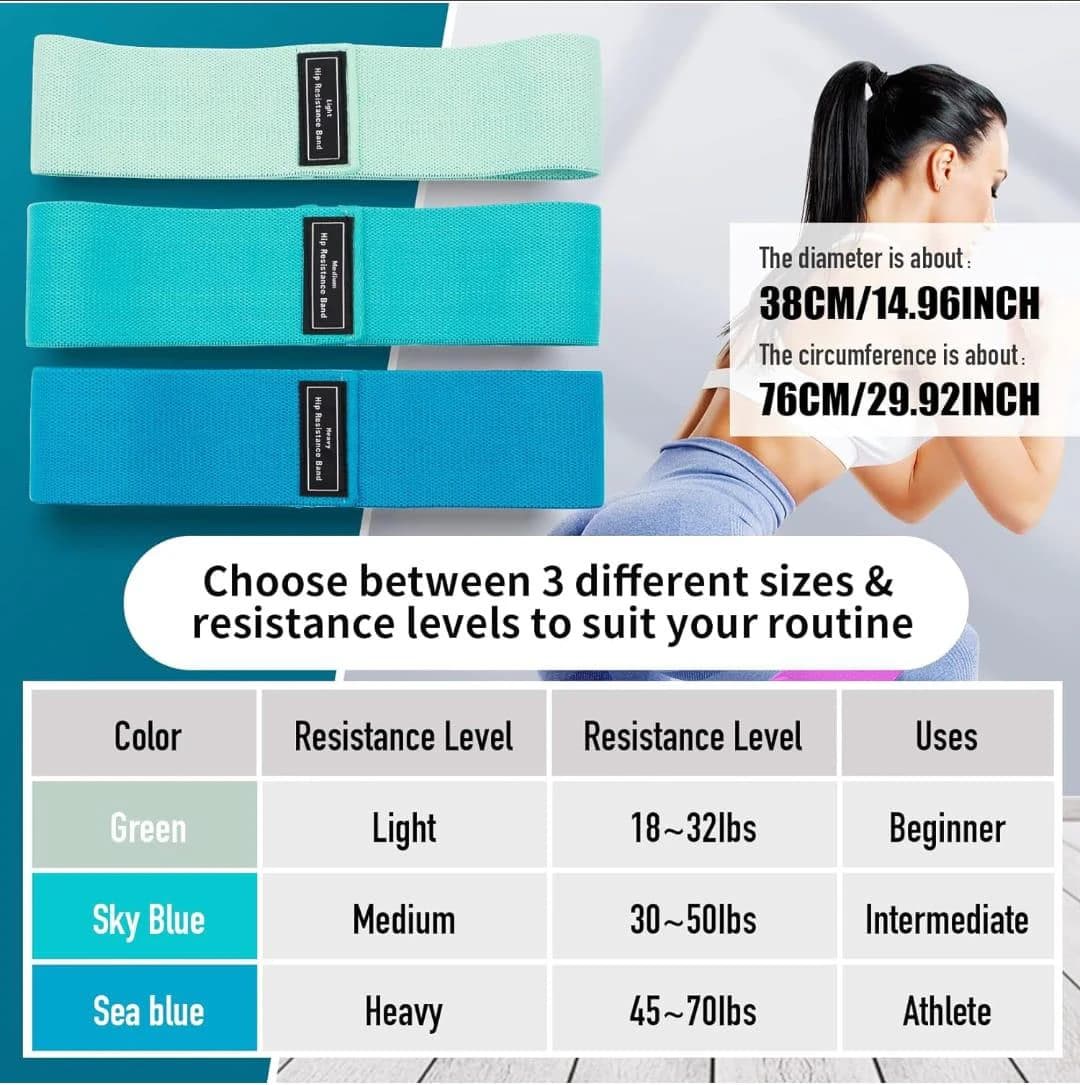 Anti-Slip Hips bands for Women and Men, Exercises bands for Hips and Legs - Glut