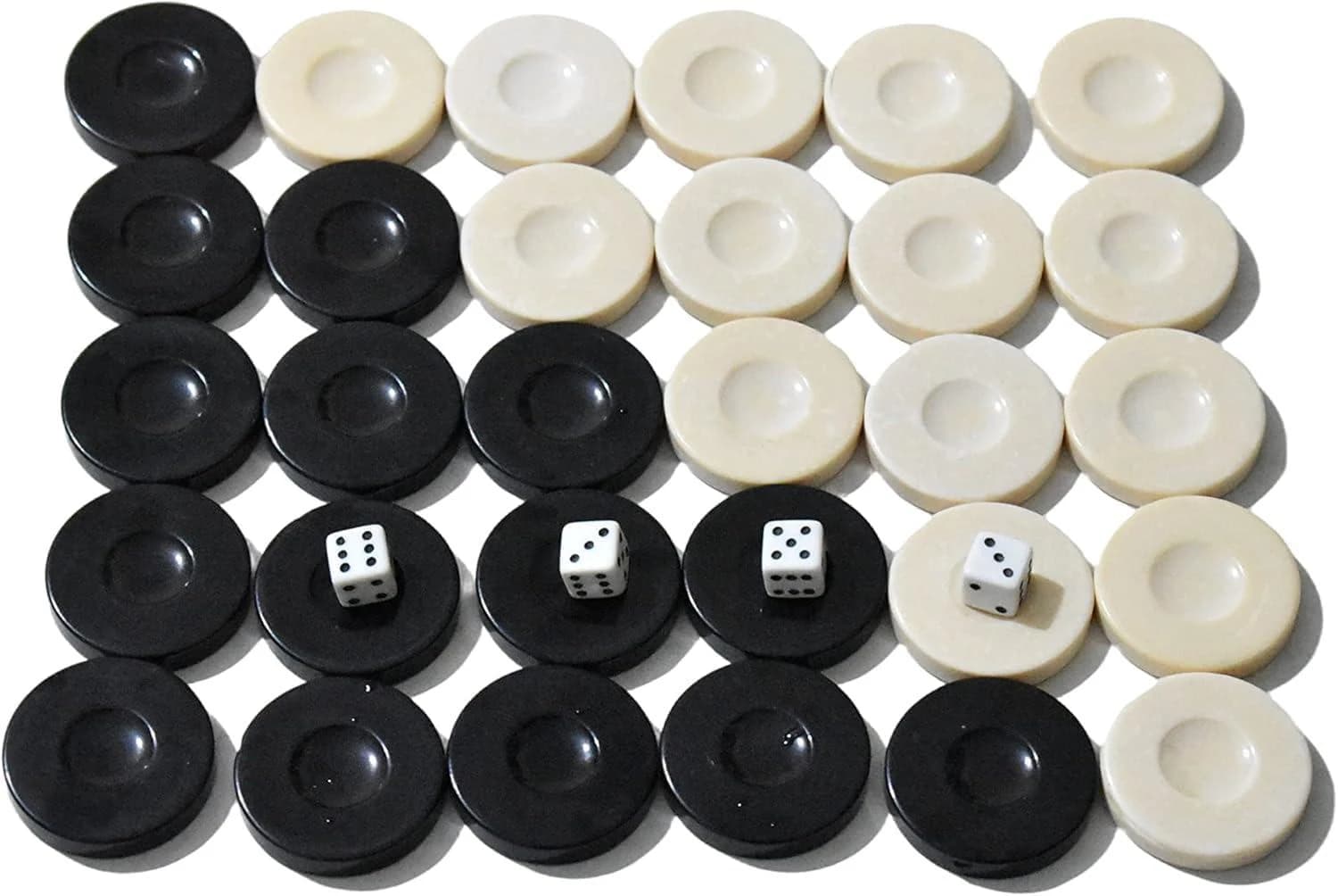 Backgammon Chips Game Set 30 Playing Pieces (15 White Chips And 15 Black Chips) 